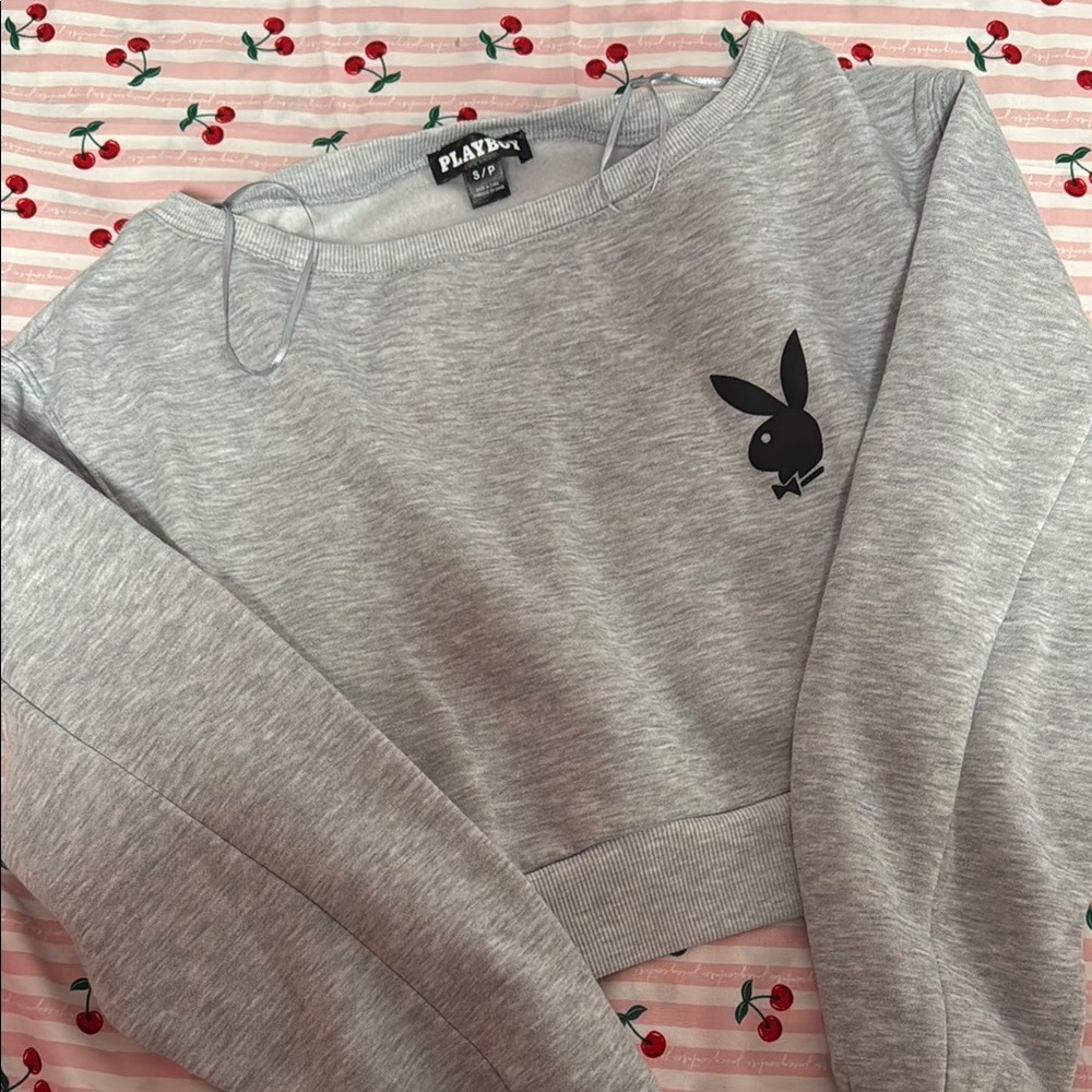 Playboy Gray cropped Sweatshirt